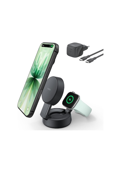 Ultracharge Pro 2 Si 1 Arada Qi2 Şarj İstasyonu 25 W, Siyah Çok Renkli