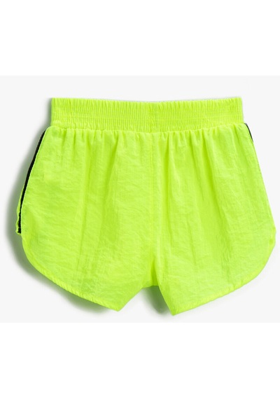Koton Mini Şort Şerit Detaylı Beli Lastikli Neon Sarı 2skg40102aw 2SKG40102AWNS3 Sarı