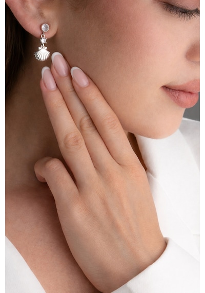 Çekirdekjewelry 925 Ayar Gümüş İstiridye Küpe Gri