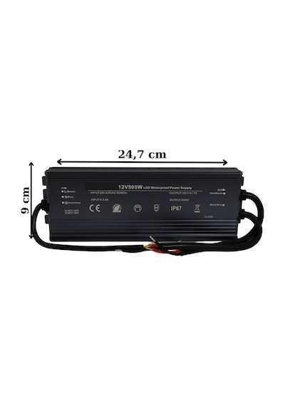 HazarLed 12 Volt 41,7 Amper Ip67 Su Geçirmez Dış Cephe Led Adaptör 500 Watt
