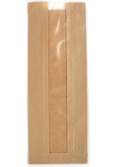 Pencereli Şemua Çizgili Baget Ekmek Fırın Kese Kağıdı Orta Boy 15 x 33 CM 1500 G 240 Adet