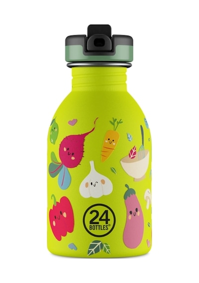 Kids Bottle Veggie Friends Pipetli Paslanmaz Çelik Çocuk Su Matarası 250 Ml Sarı