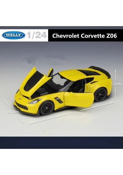 Chevyrolet Corvette Z06 1/24 Sarı Renk Model Araba Koleksiyon