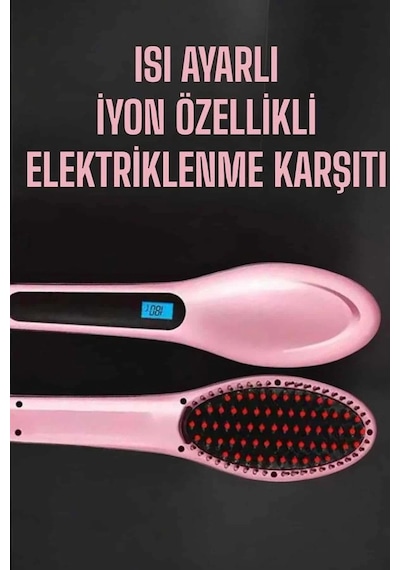 Mey İthalat Fön Tarağı Saç Düzleştirici Sıkı Dişli Isı Ayarlı Elektriklenme Karşıtı