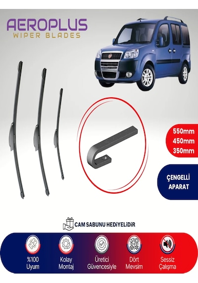 Aeroplus Fiat Doblo Ön Arka Muz Silecek Takımı 2000-2010