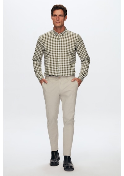 D'S Damat Ds Damat Slim Fit Yeşil Kareli Ekoseli Gömlek 7HC02ORT09265 Yeşil