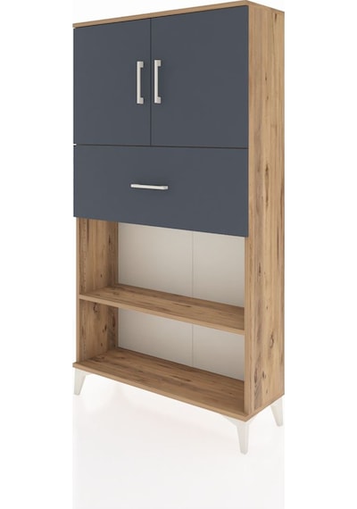 Arges Dolap 3 Raflı Tek Çekmeceli 2 Kapaklı 88x30x163 Çam-ant... Çam