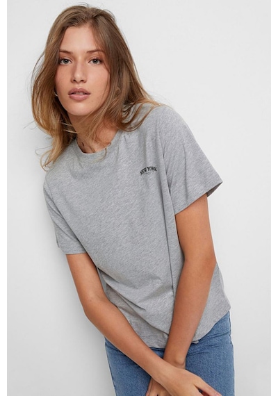 Kadın Bisiklet Yaka New York Tshirt Spr25tsk21 Gri Melanj Kadın Bisiklet Yaka New York Tshirt Spr25tsk21 Gri Melanj