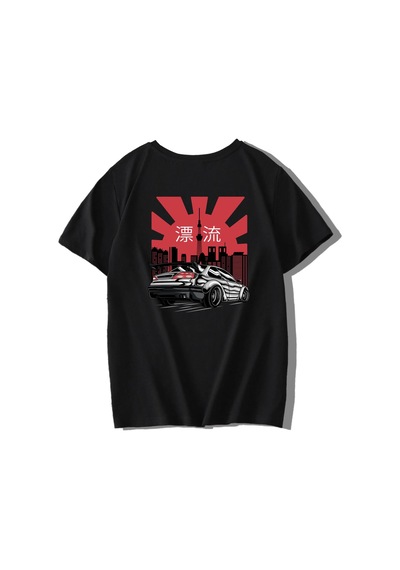 Brz Kıds Brz Kids Unisex Çocuk Oversize Japanese City Sport Car T-shirt-siyah Siyah