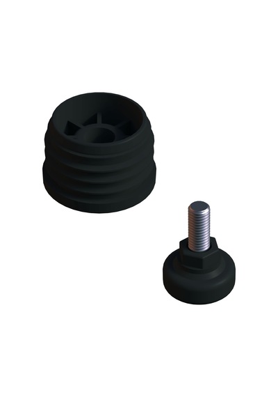 Cateksss 51 Mm Kademeli Plastik Rotil Ayak M10 - Boru Profil Ayağı Tezgah Ayarlı Ayak Siyah - 2 Li Paket