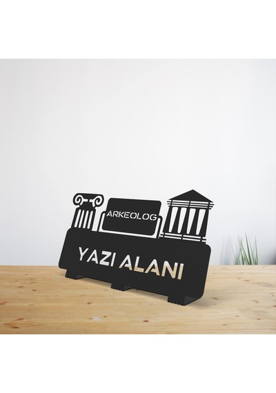 Kişiye Özel Hediyelik Arkeolog Mimar Mühendis Müdür Tasarımlı Metal Masaüstü İsimlik Siyah