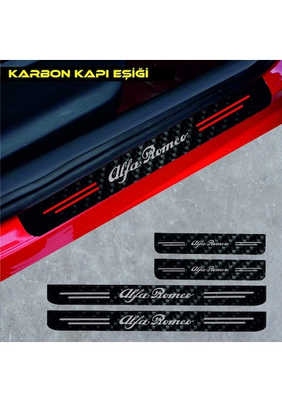 Alfa Romeo Spider İçin Uyumlu Aksesuar Oto Kapı Eşiği Sticker Karbon 4 Adet