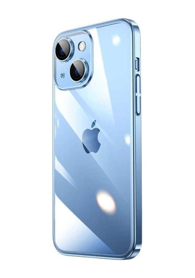 Apple Uyumlu iPhone 14 Plus Kılıf Sert Pc Renkli Çerçeveli Zore Riksos Kapak Mavi