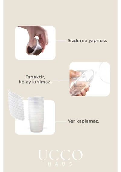 50 Adet 60 Ml Sızdırmaz Kapaklı Sosluk Buzluk Saklama Kabı, Et Suyu, Kemik Suyu Mutfak Organizeri Şeffaf