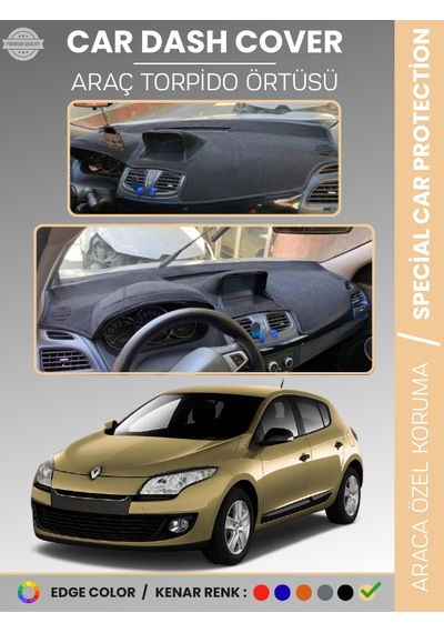 Renault Megane 3 Navigasyonlu Buyuk Ekranlı 2008-2015 Torpido Örtüsü Ön Göğüs Torpido Koruma - 993 Stiloto