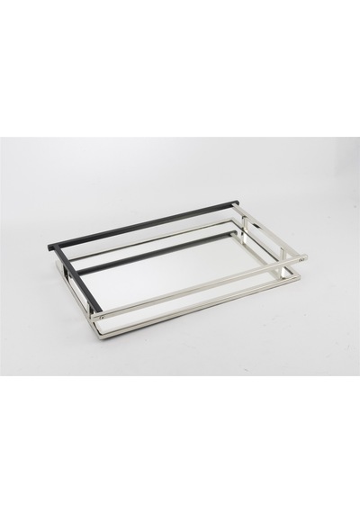Mikasa Moor Gümüş Mat Siyah Aynalı Tepsi 43x26x5 Cm Gümüş