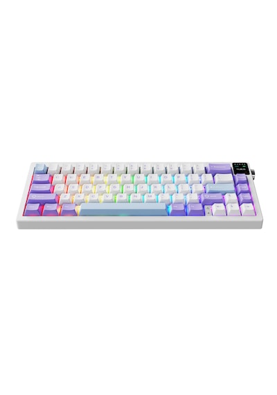 Ak650 Tft Ekranlı 3 Modlu Mekanik Oyun Klavyesi-5.000 Mah Batarya-gasket Tasarım - Purple White