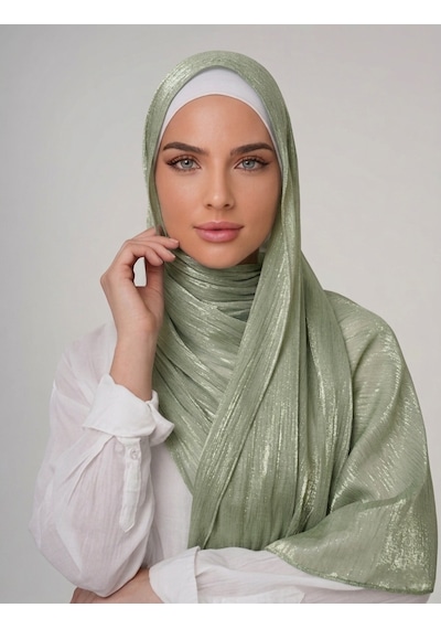 İpek Dükkanı Organza Shımmer Abiye Üzeri Parlak Şal Çağla