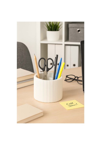 Özel 3d Baskı Ayrılabilir 4 Bölmeli Kalemlik Masa Vb. Kalemliği Çapı: 8,5 Cm X Yükseklik: 8 Cm Beyaz