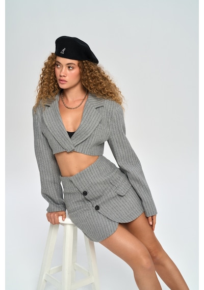 Mai Studios Co. Mai Collection Elegant Gri Ceket-etek Takım Gri