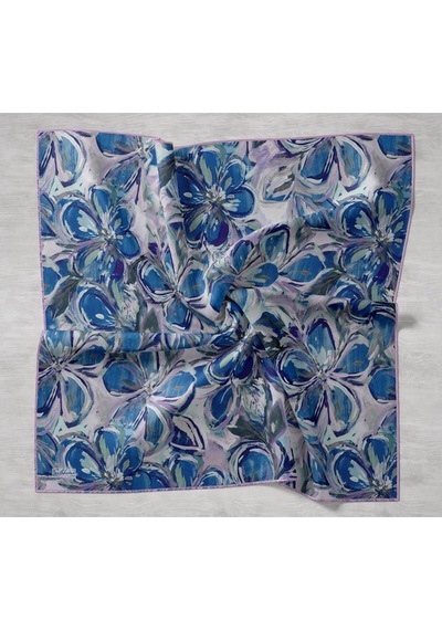 Silk Home Twill İpek Eşarp Floral Art Desen Lacivert 90x90 11501-13