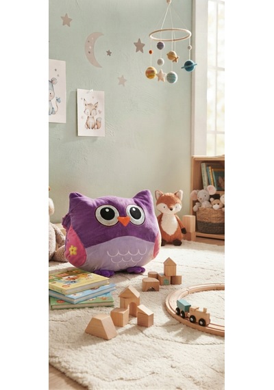 Peluş Baykuş Yastık 40 Cm Mor