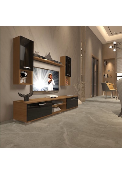 Decoraktiv Eko 5da Slm Dvd Tv Ünitesi Tv Sehpası Ceviz - Siyah