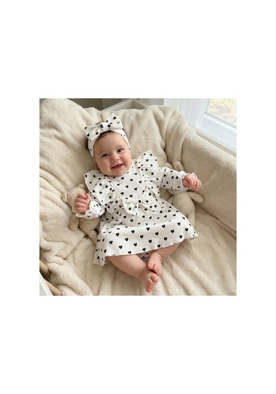 Babysena Kalpli Kız Bebek Elbise Beyaz