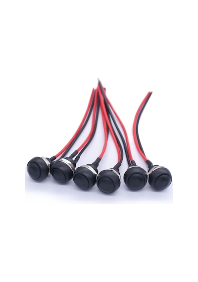 12mm Pbs-33b 2 Pin Push Buton Siyah 20cm Kablolu On Off 1a 250v Mini Yuvarlak Su Geçirmez Anahtar