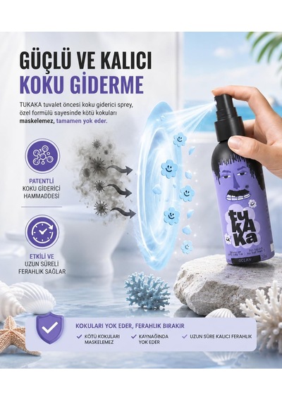 Tuvalet Kokusu, Gider Koku Önleyici, Kötü Koku Giderici Sprey 150 Ml Ocean