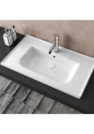 Isvea Sistema L İnce Formlu Lavabo 81x46,5 Cm Beyaz 10le50081