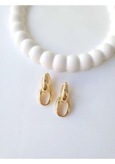 Çelik Gold Hoop Küpe Sevgiliye Hediye Altın