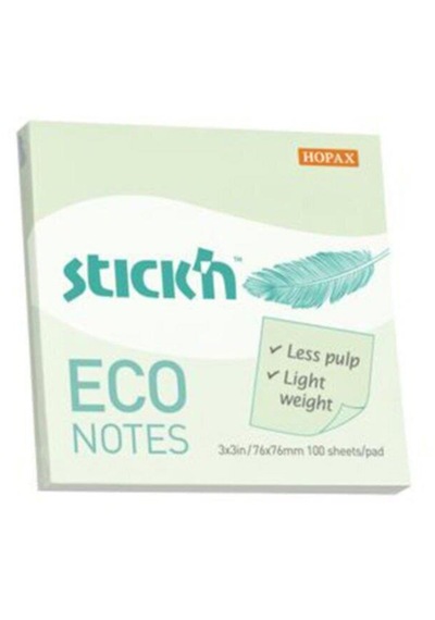 Gıpta Stickn Eco Notes 100 Yaprak Pastel Yeşil Yapışkanlı Not Kağıdı 76 X 76 Mm