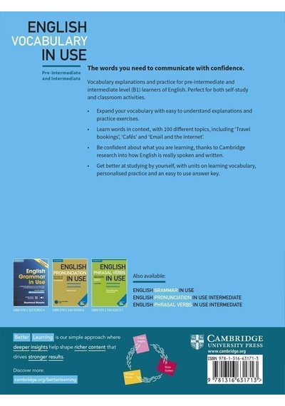 English Vocabulary İn Use Pre-ıntermediate And Intermediate Book With Answers: Vocabulary Reference And Practice
