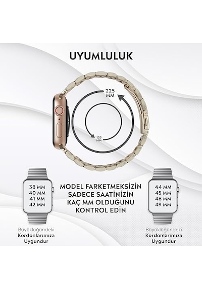 Apple Watch Series Se/11/10/9/8/7/6/5/4/3 İle Uyumlu Çelik Kordon Bbl04