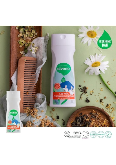 %100 Doğal Fitokompleks Şampuan 7 Değerli Bitki Yoğun Saç Dökülme Karşıtı Besleyici Dolgunlaştırıcı 300 Ml Beyaz