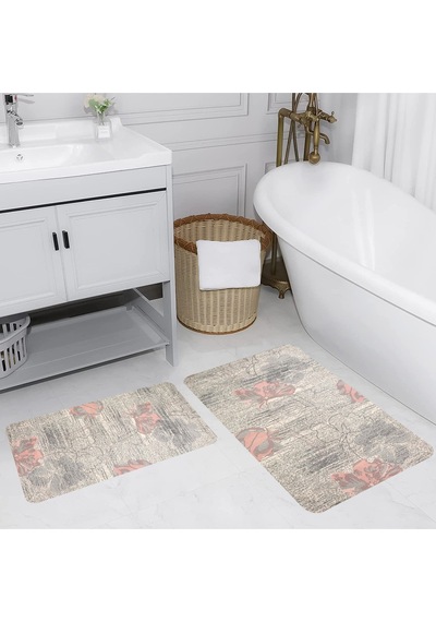 Rovigo Home Baskılı Kaymaz Taban 2 Li Banyo Paspas Takım Rvg5207-100X60-60X50 Çok Renkli