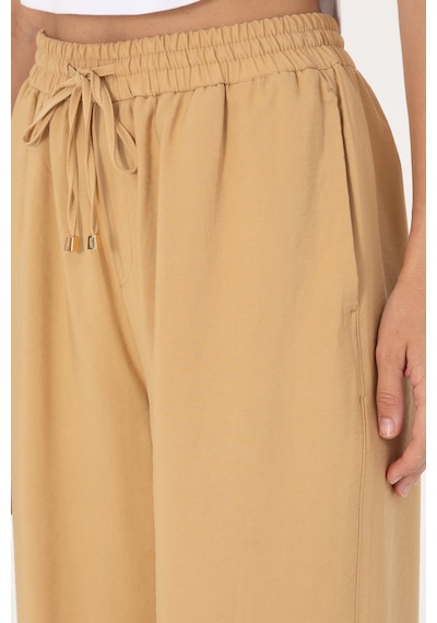 U.S. Polo Assn. Kadın Camel Loose Relax Fit Kanvas Pantolon 50300357-VR015