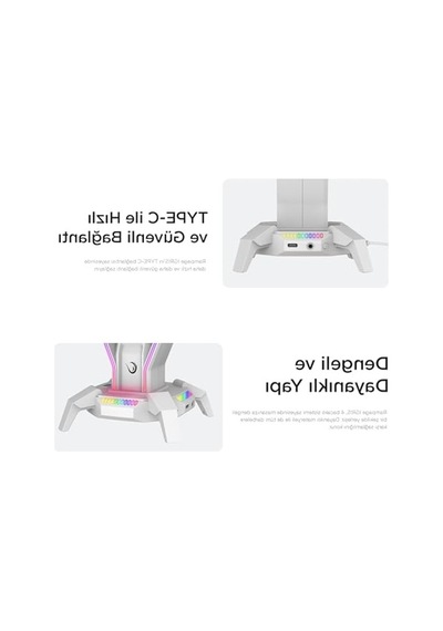 Rgb Aydınlatmalı Kulaklık Standı, 3 Usb Portu Ve Ses Girişi