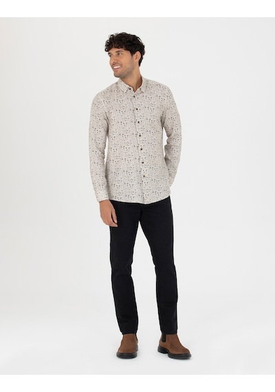 Pierre Cardin Erkek Bej Desenli Gömlek 50276009-vr011 Bej