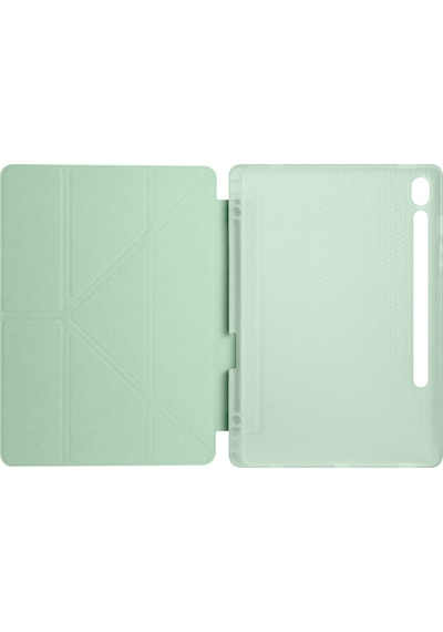 Galaxy Tab S9 Kılıf Uyumlu Zore Tri Folding Kalem Bölmeli Standlı Kılıf-açık Yeşil Tablet Kılıfı