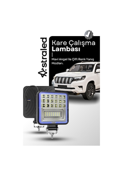 Off Road 12-24 Volt Kare Sis Farı Drl Mavi 4 İnç 126 W Oto Çalışma Lambası