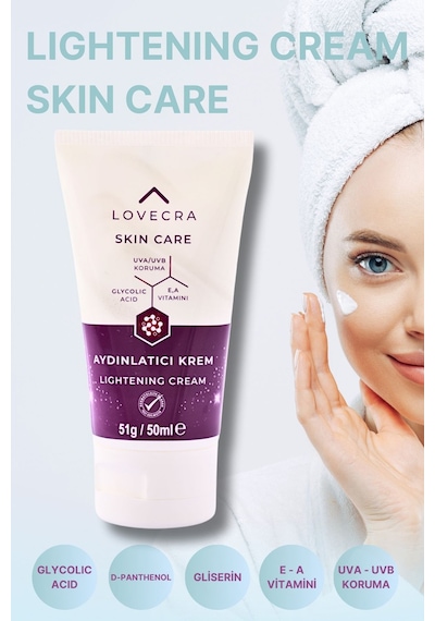 Aydınlatıcı Krem Yoğun Nemlendirici Beyazlatıcı Leke Karşıtı E & A Vitamini Glycolic Asit 50ml