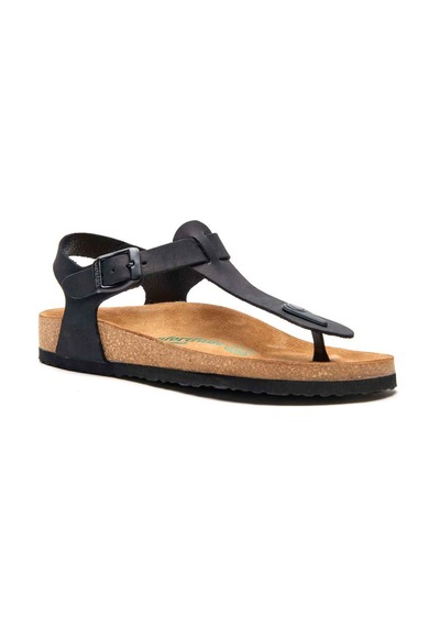 Comfortfusse Gerda - Kadın Ortopedik Hakiki Deri Sandalet Siyah Nubuk Deri