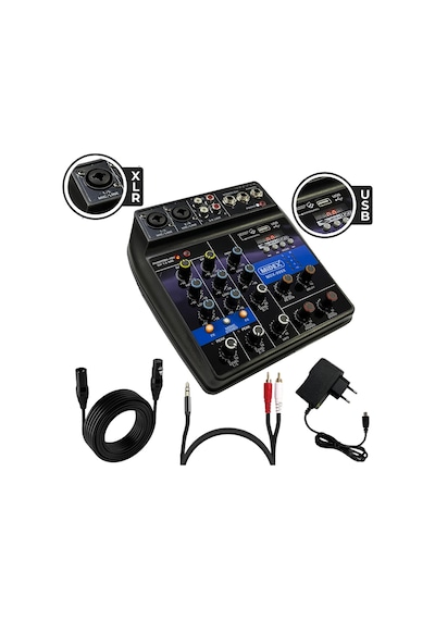 Midex Mdx-999X Stüdyo Kayıt İçin Ses Kartlı + 48 V Phantomlu Kayıt Mikseri + Xlr Kablo + Rca