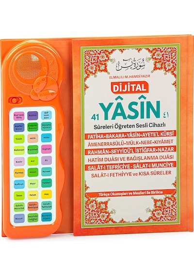 Çocuklar İçin Sure Dua Öğreten Cihaz Sesli Yasini Şerif Kitabı Turuncu