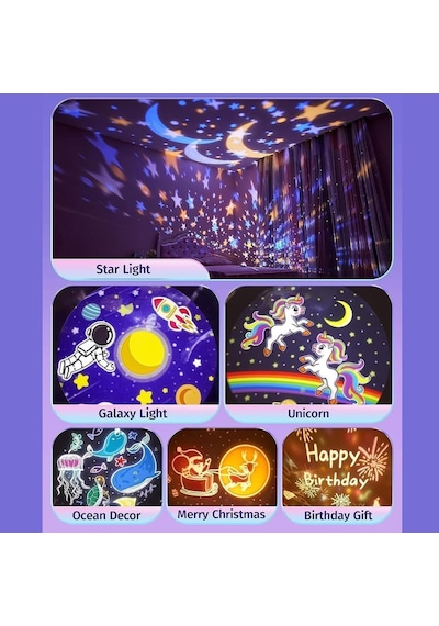 Bunny S Carousel Gece Lambası Projeksiyonlu Müzikli Atlıkarınca Tasarım Kablolu 5v Usb Çalışm Diğer