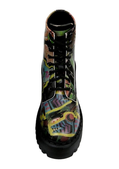Kadın Vegan Deri Siyah Uzun Bot - Human Inspo Tasarım Multicolor