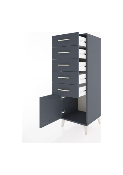 Hyperion Dolap 5 Çekmeceli Tek Kapaklı 44x44x134 Antrasit-ant... Antrasit