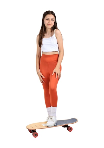 Erdem Kıds Kız Çocuk Yüksek Bel, Koşu, Yürüyüş, Casual, Spor, Atletik, Egzersiz, Fittness Tayt Kiremit Kiremit